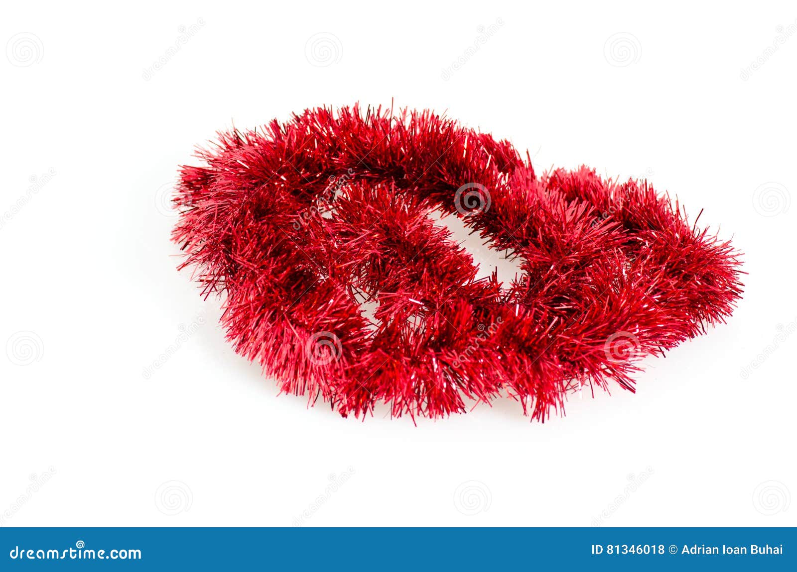 Red Tinsel Christmas Decoration Isolated on White Background Stock Photo Image of texture