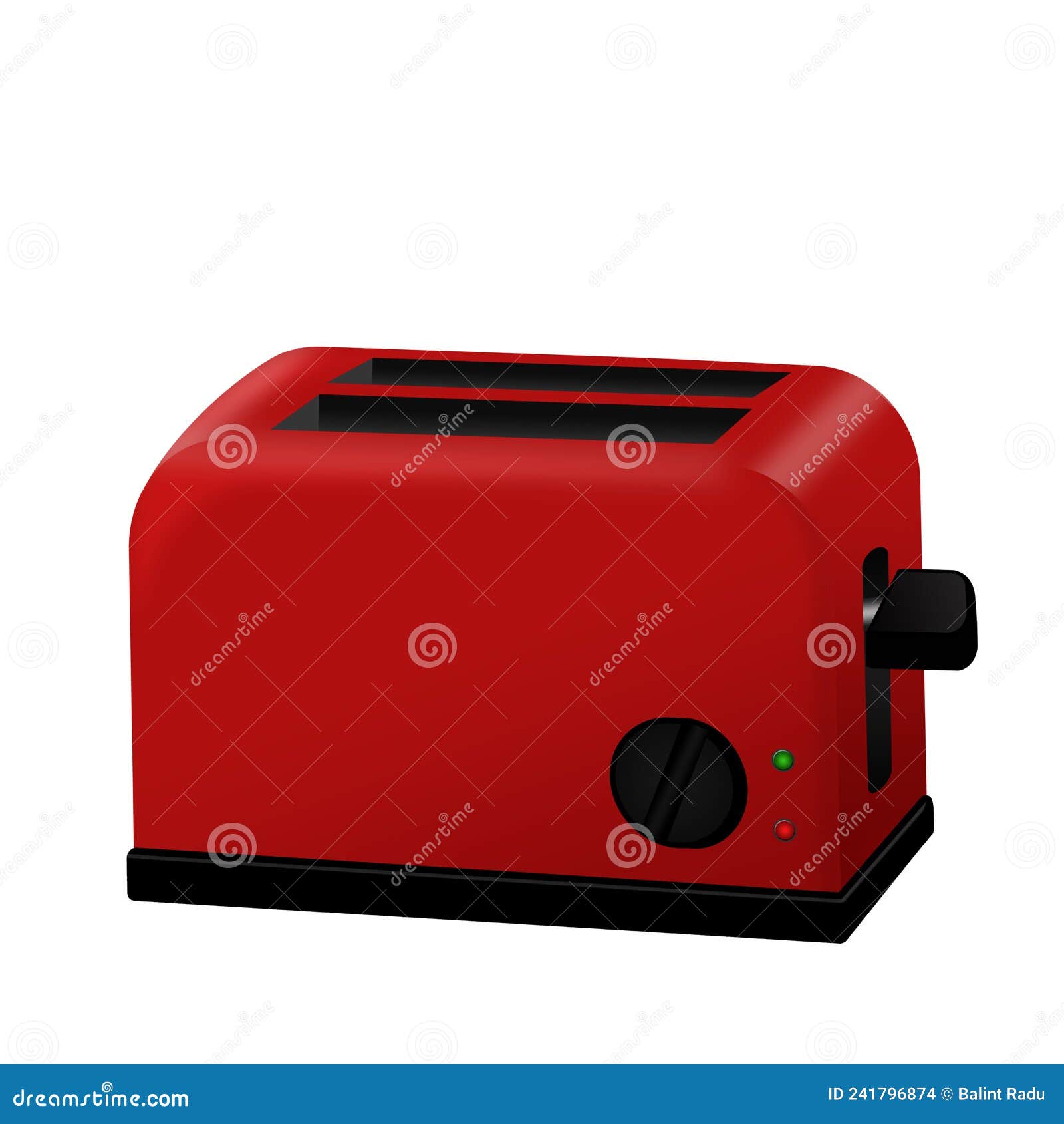 Red toaster on white stock vector. Illustration of object 241796874