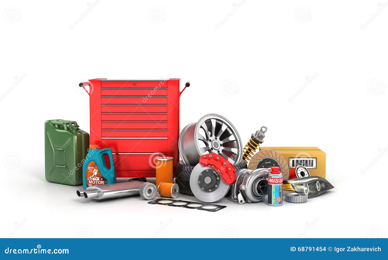 Auto Parts in the Cardboard Box. Stock Illustration - Illustration of  cardboard, camshaft: 56800238