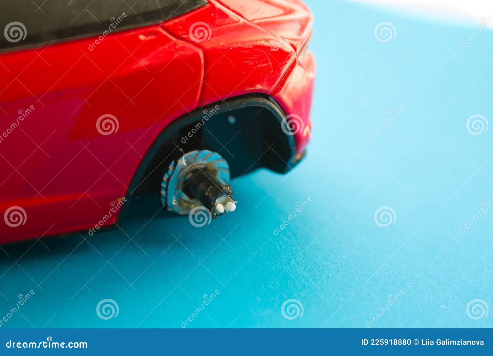 Red Toy Car without a Wheel Stock Photo Image of city, lift 225918880