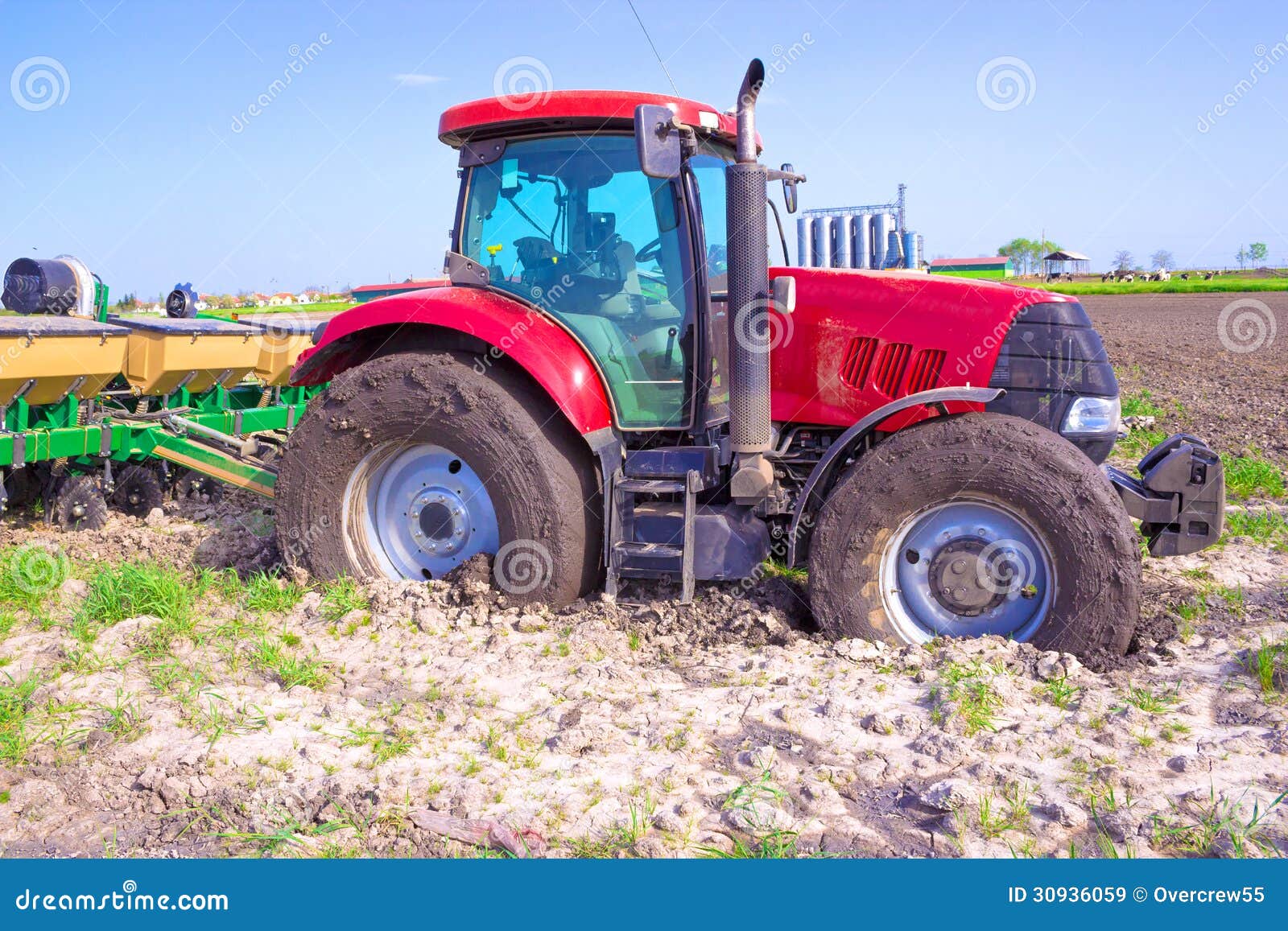Red tractor stock image. Image of driving, agricultural - 30936059