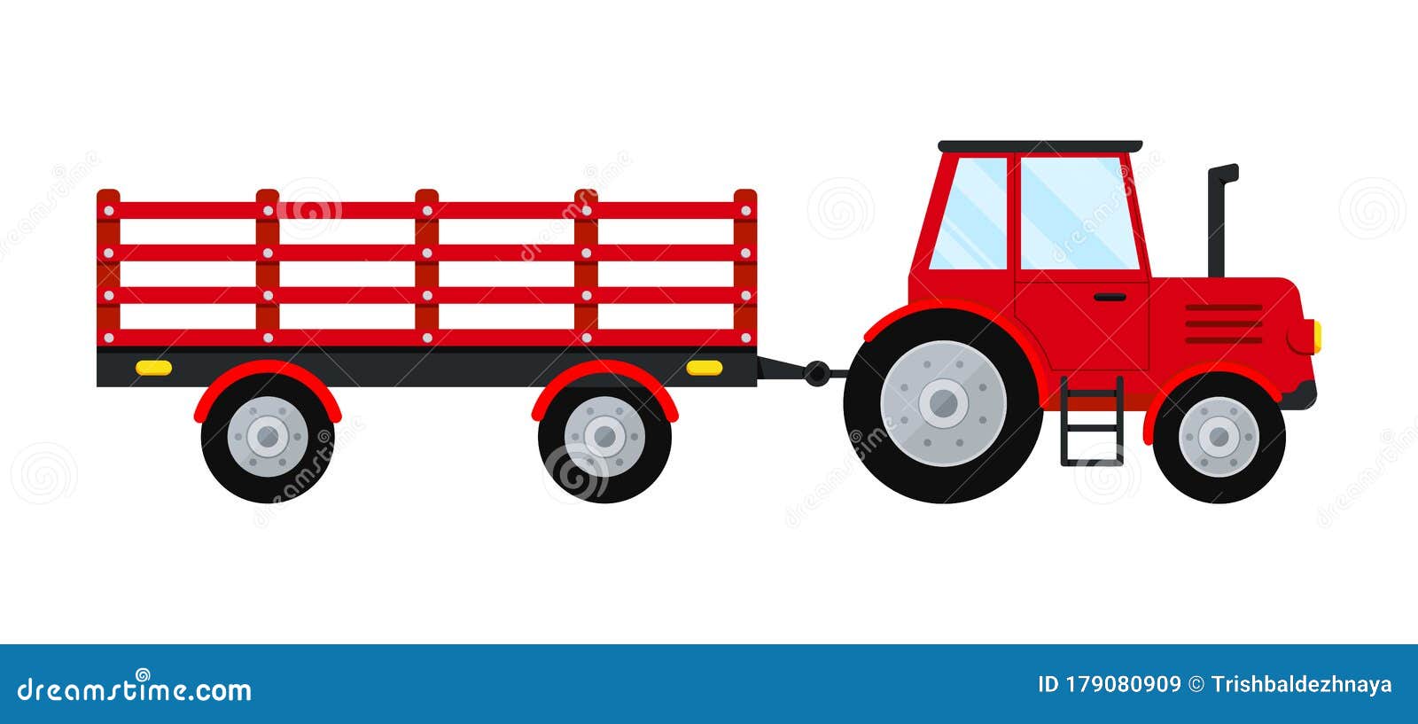 stad mout Papa Red Tractor with Trailer Icon Isolated on White Background. Stock Vector -  Illustration of power, icon: 179080909