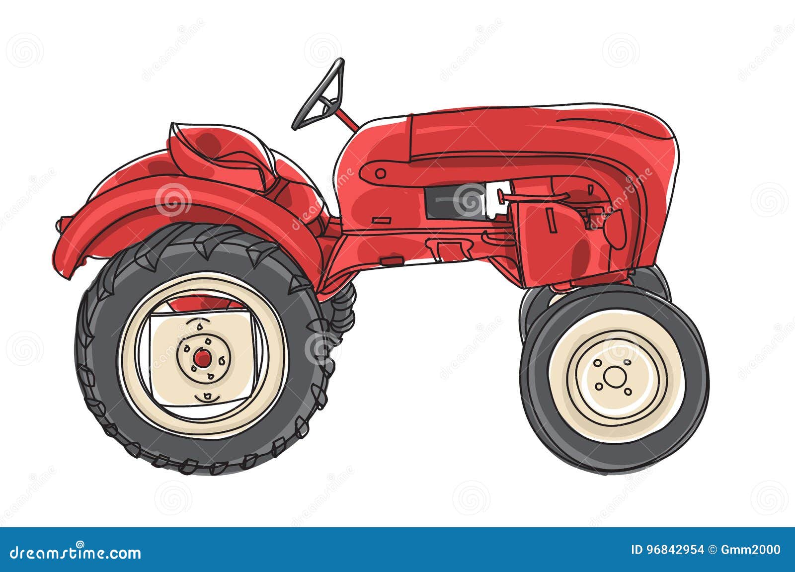 Red Agricultural Tractor and Wagon Illustration 11630243 PNG