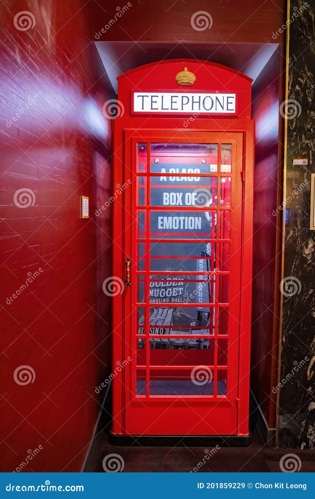 Red phone booth.