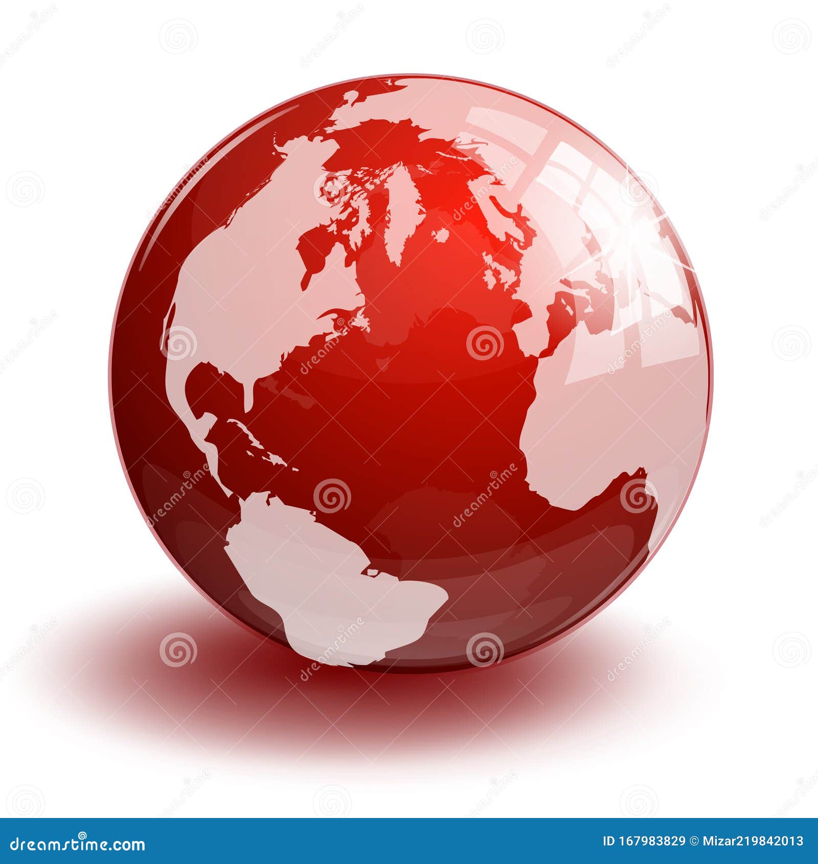 Red Transparent Glass Earth Globe on a White Stock Vector ...