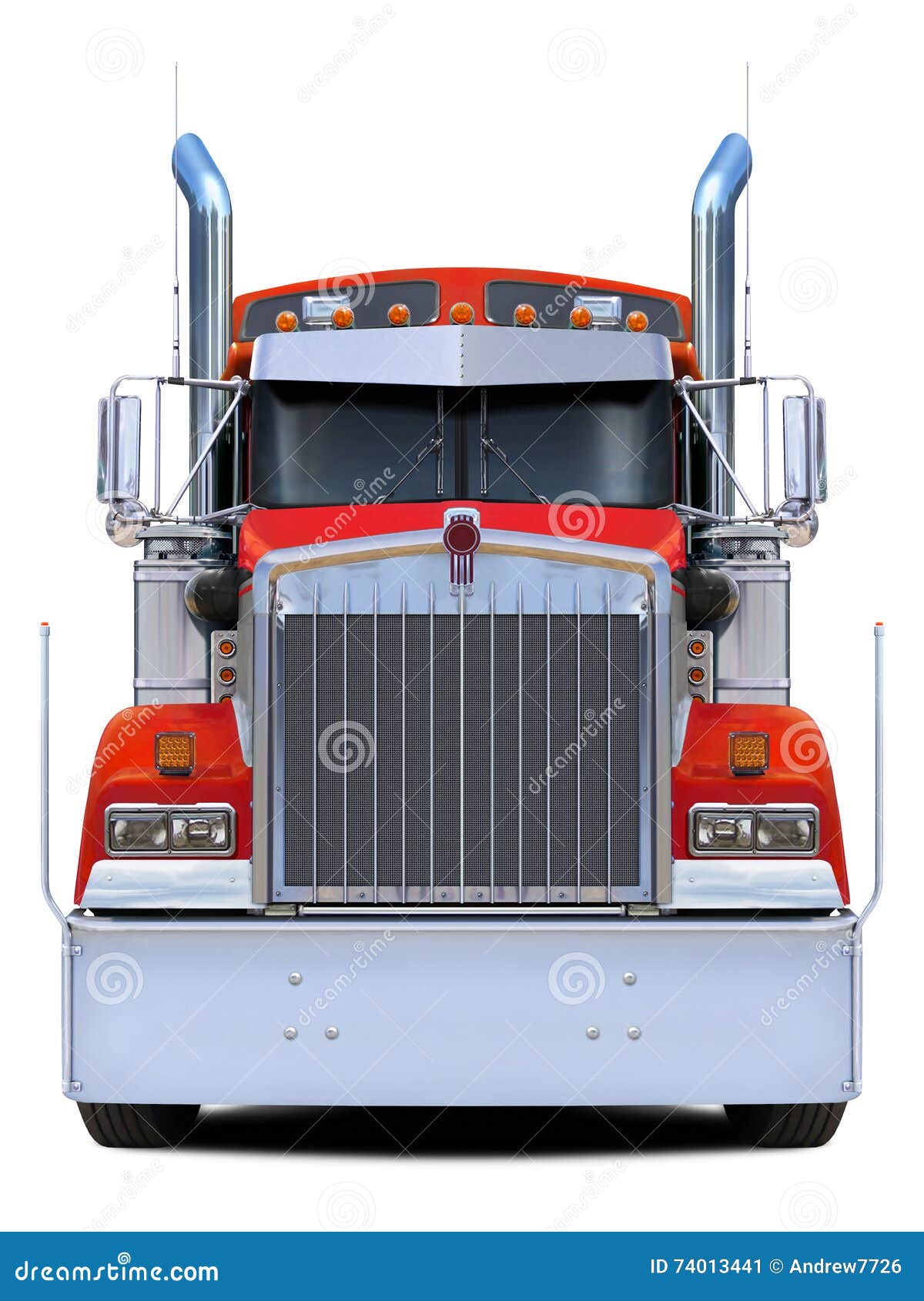 red truck kenworth w900 front view.