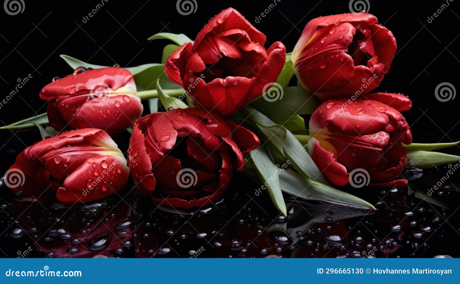 red tulips. valentine day concept with a copy space.