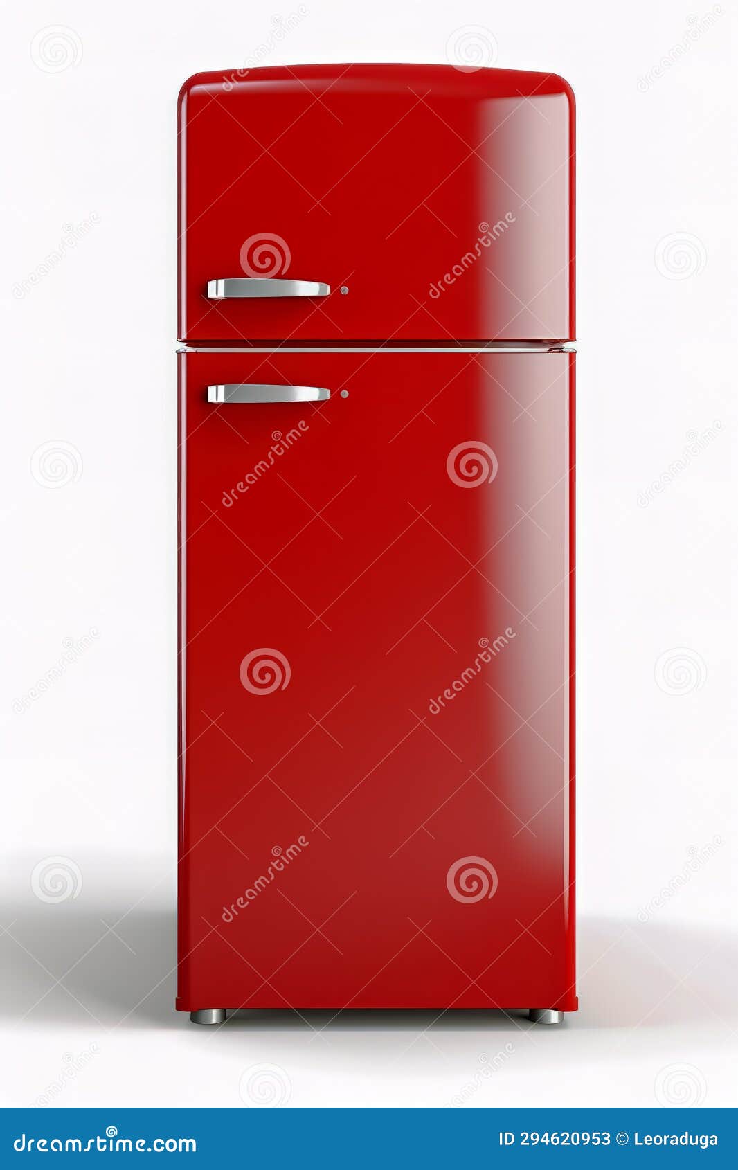 Red Two Chamber Refrigerator on White Background Stock Illustration