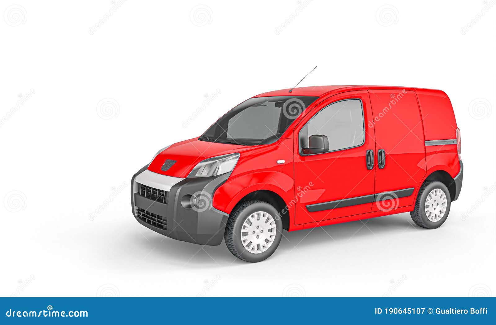 Red Van For Freight Transport On White 