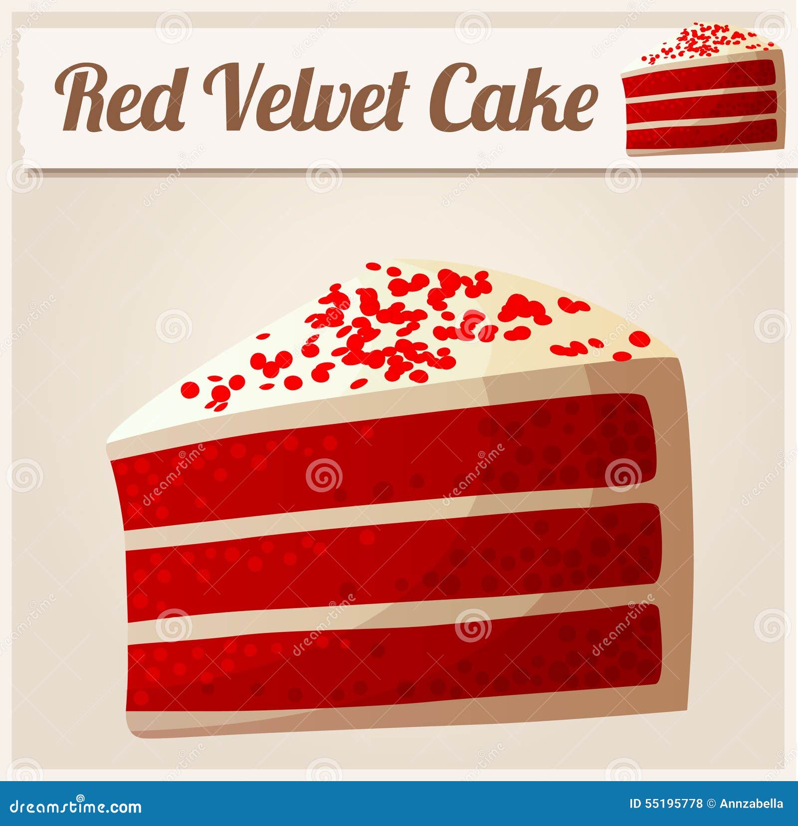 Red Velvet Cake. Detailed Vector Icon Stock Vector - Illustration of