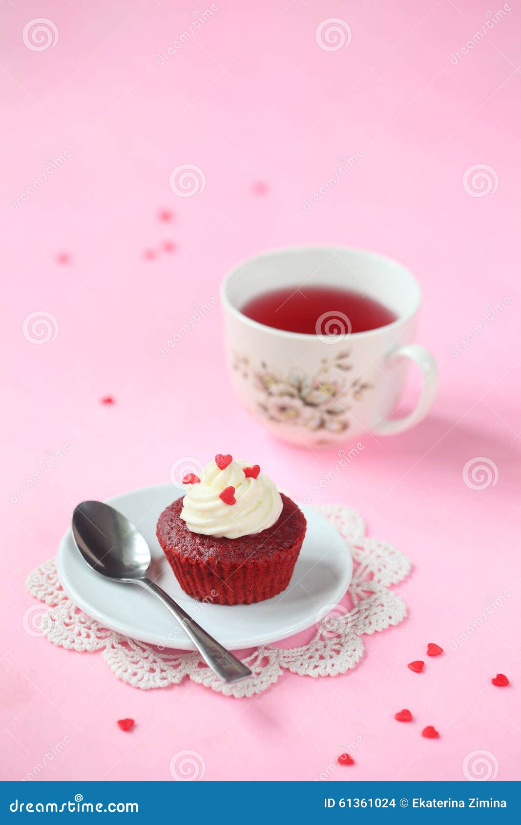 Red Velvet Cupcake with Cream Cheese Frosting Stock Photo - Image of ...