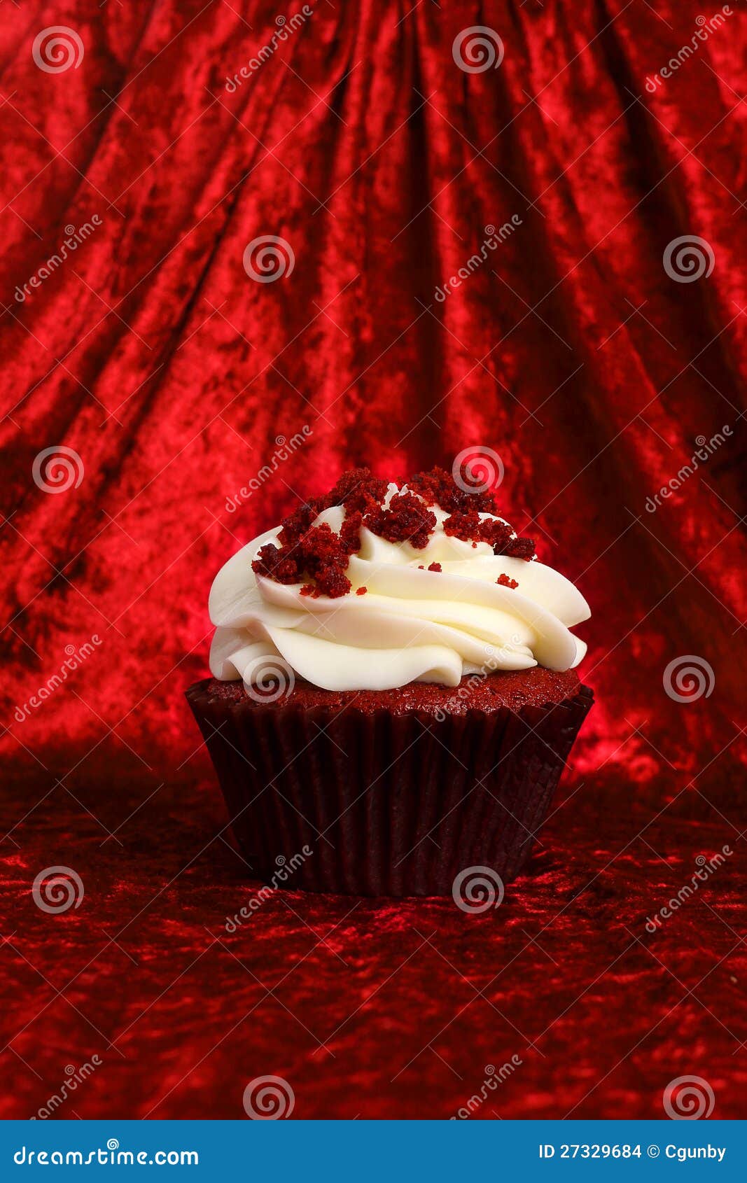 Red Velvet Cupcake on Red Velvet Background Stock Photo Image of