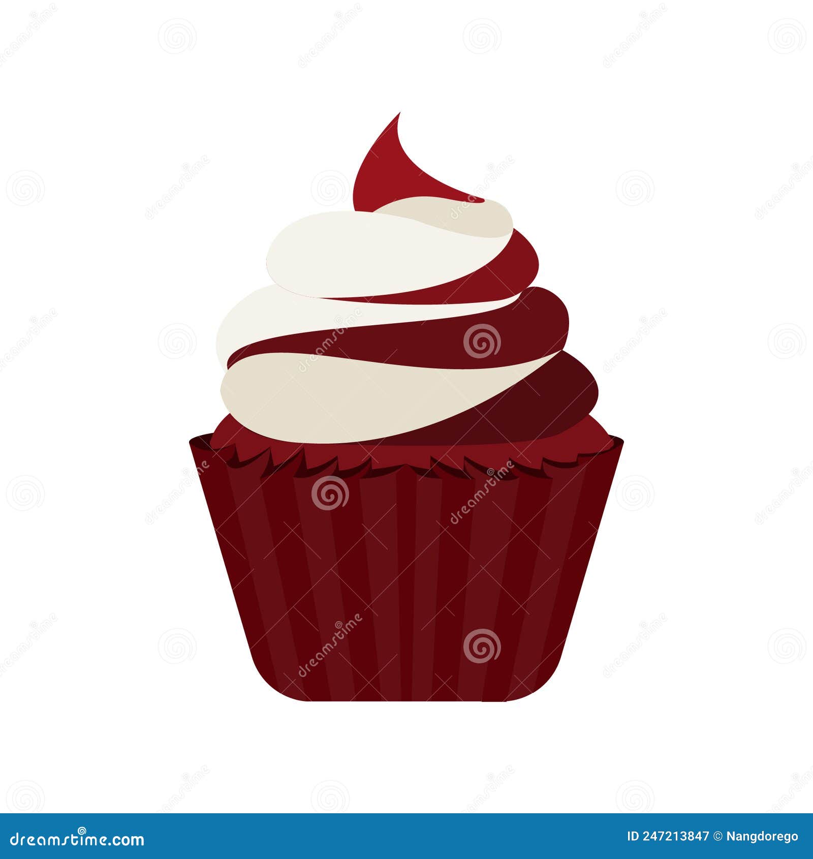 Red Velvet Cupcake In White Background Cartoon Vector CartoonDealer