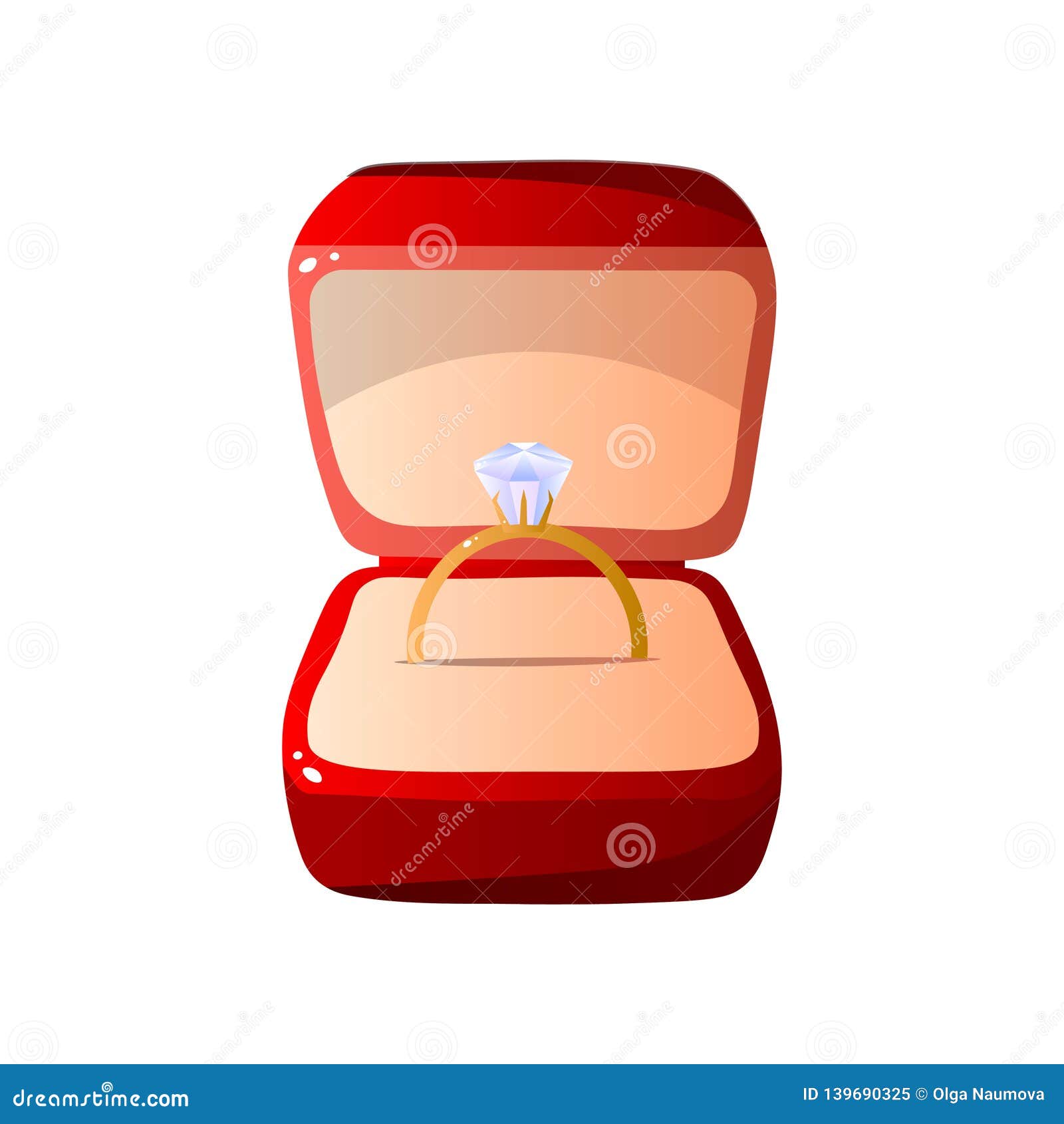 Red Velvet Opened Gift Box with Diamond Ring, Square Shaped Jewelry ...