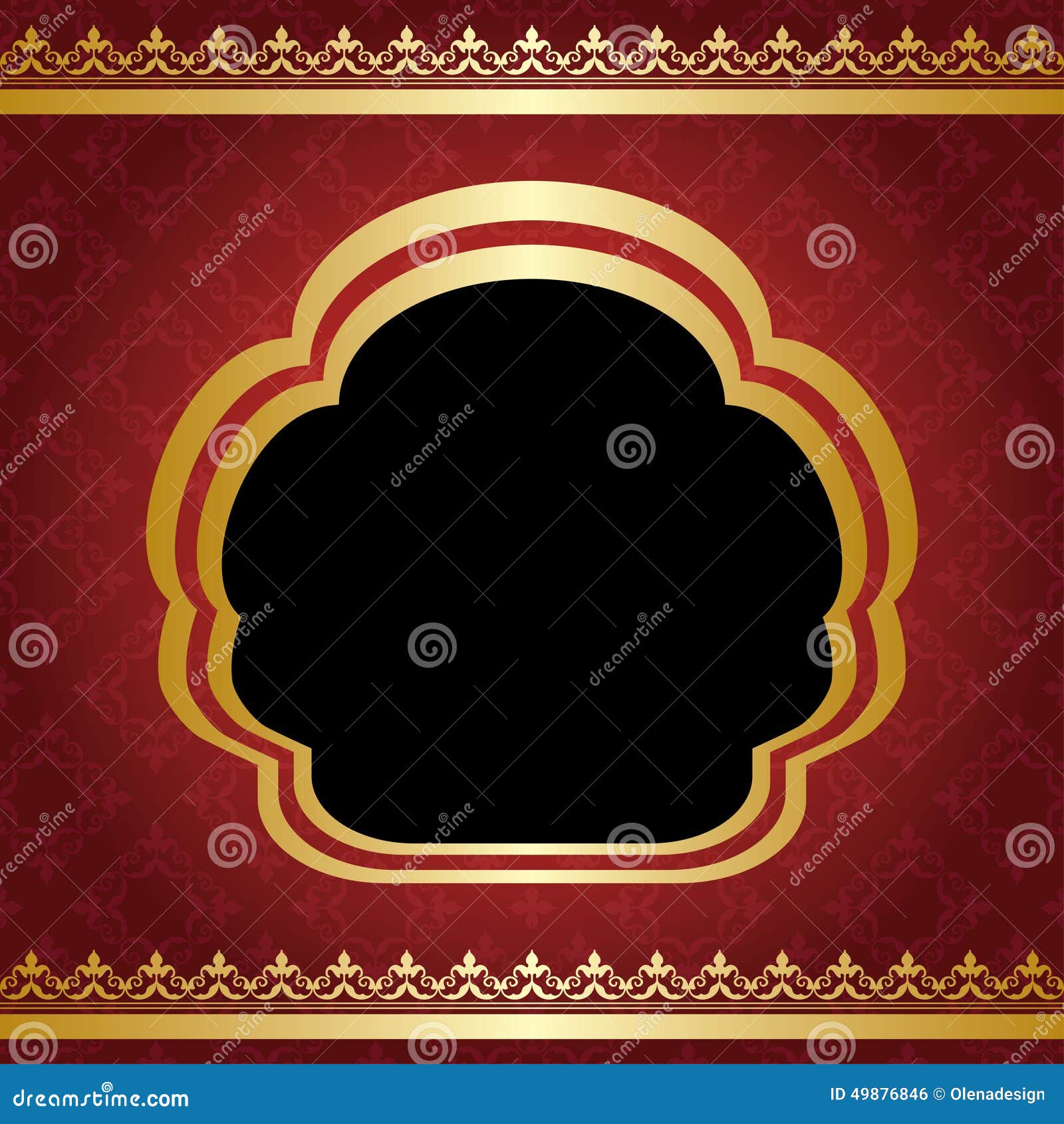 Red Vintage Vector Background with Golden Frame Stock Vector Illustration of tally, background