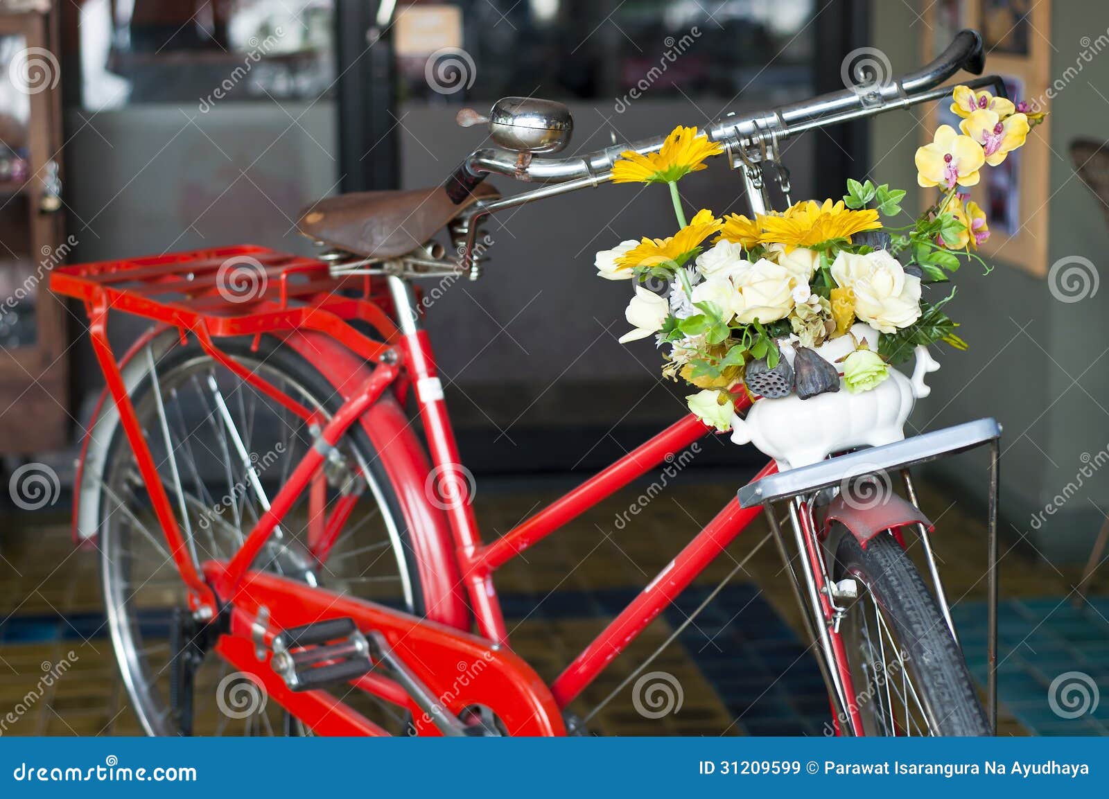 Red vintage bicycle. stock image. Image of fashioned 31209599