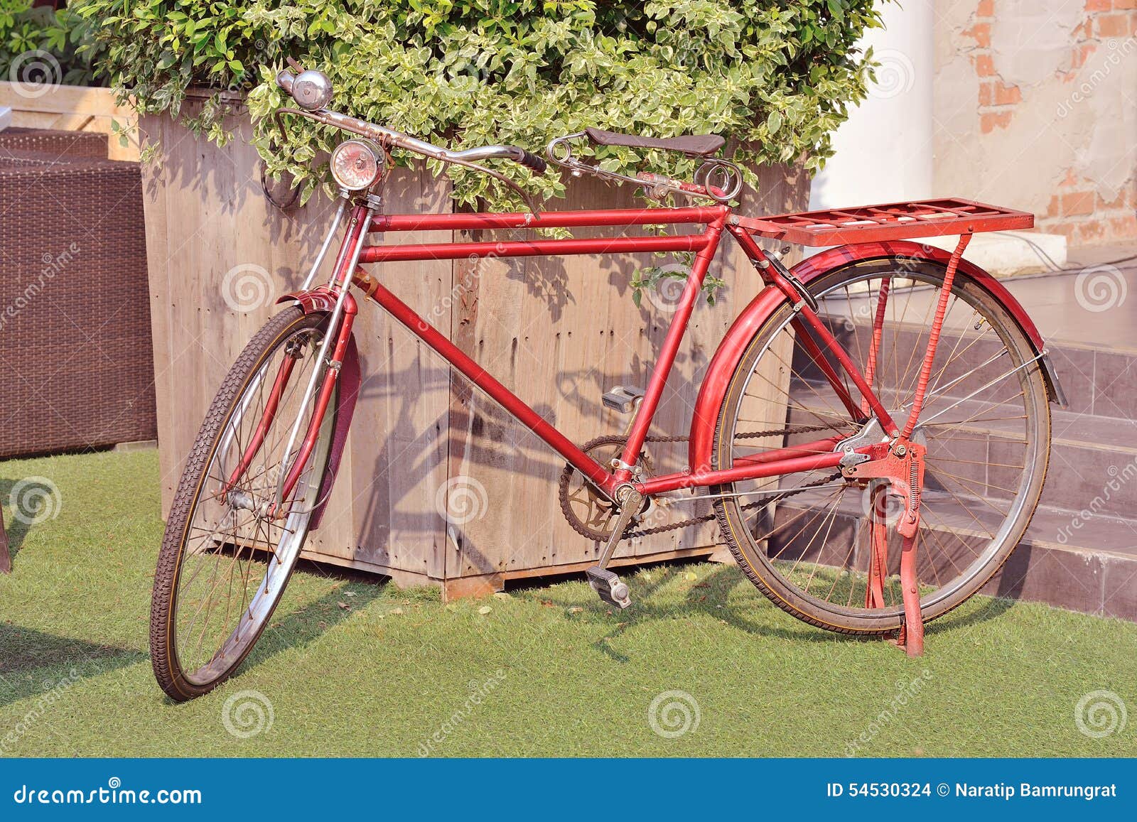Red vintage bicycle stock photo. Image of chair, lifestyle 54530324