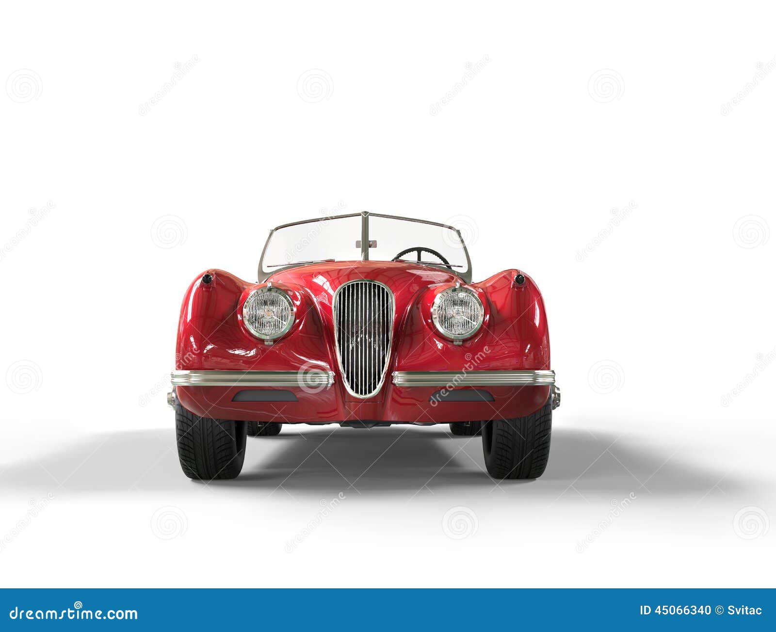 Red Vintage Car On White Background - Front View Stock Illustration