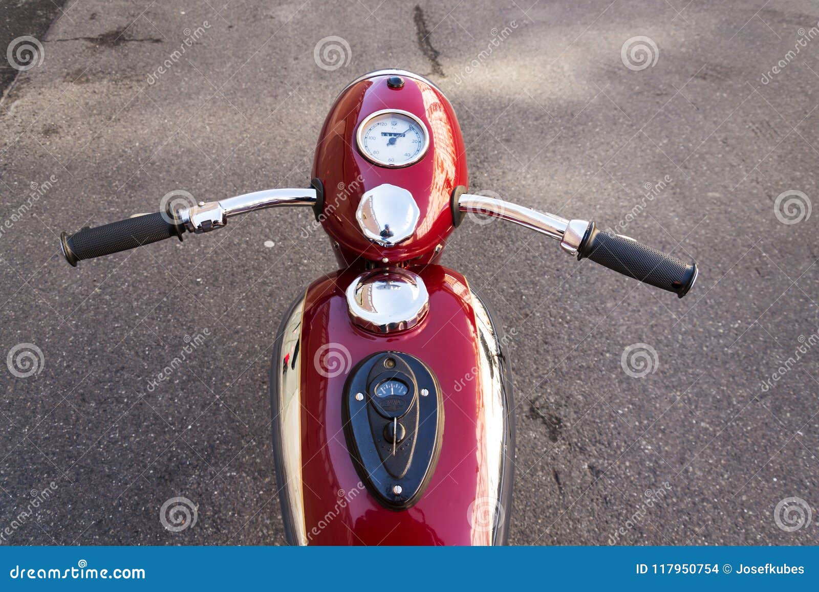 Red Vintage Motorcycle Jawa 125 Produced In Former
