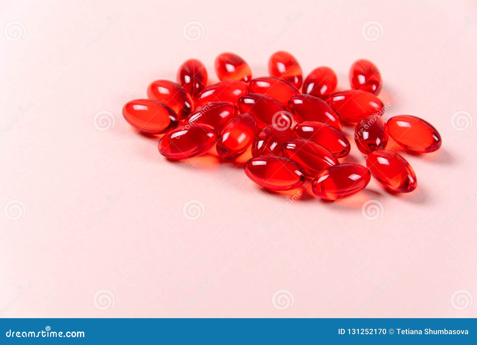 Red Vitamin E Capsules On Pink Background Stock Photo Image of omega