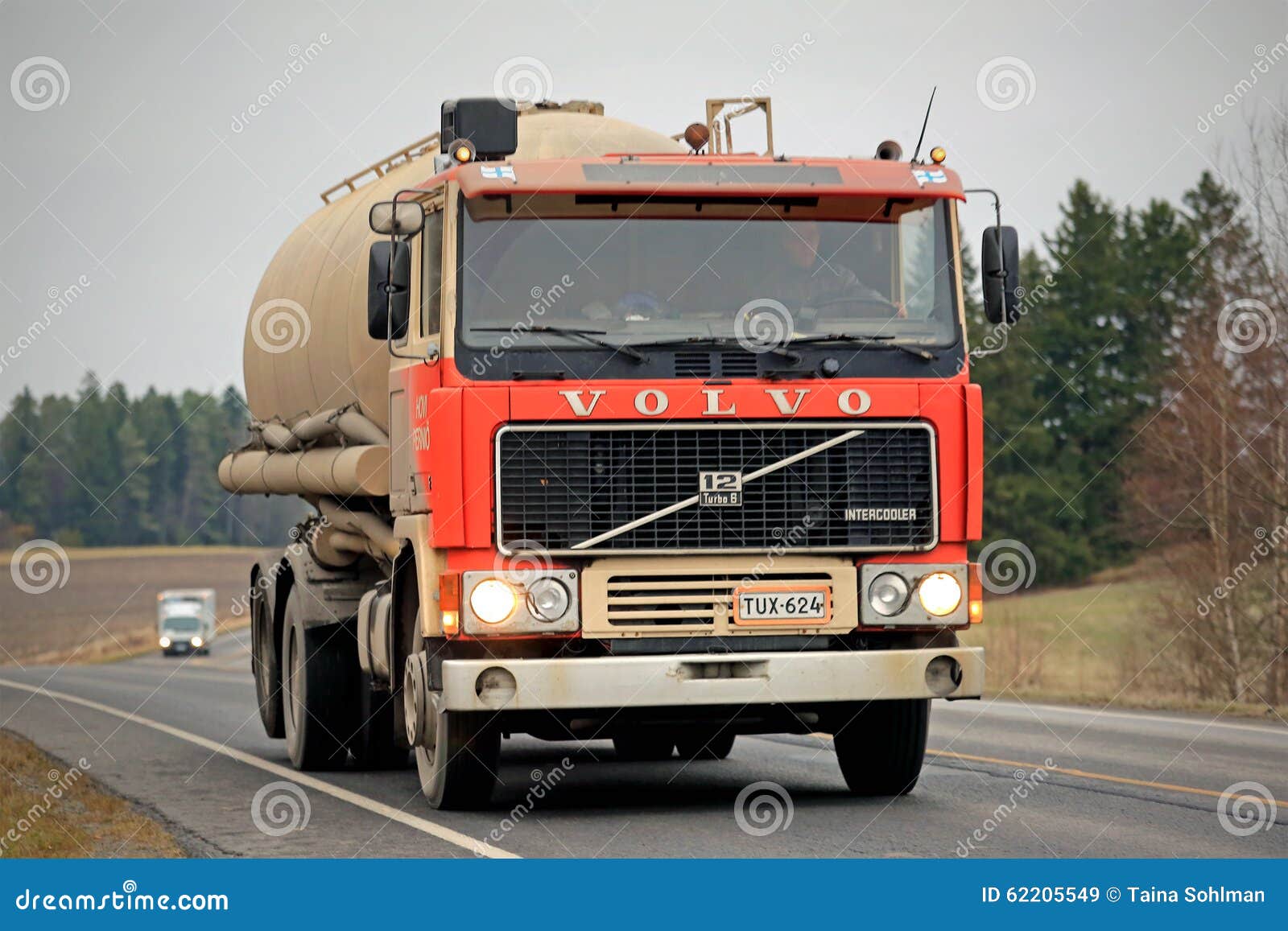 Red Volvo F12 Tank Truck On The Road Editorial Stock Image 