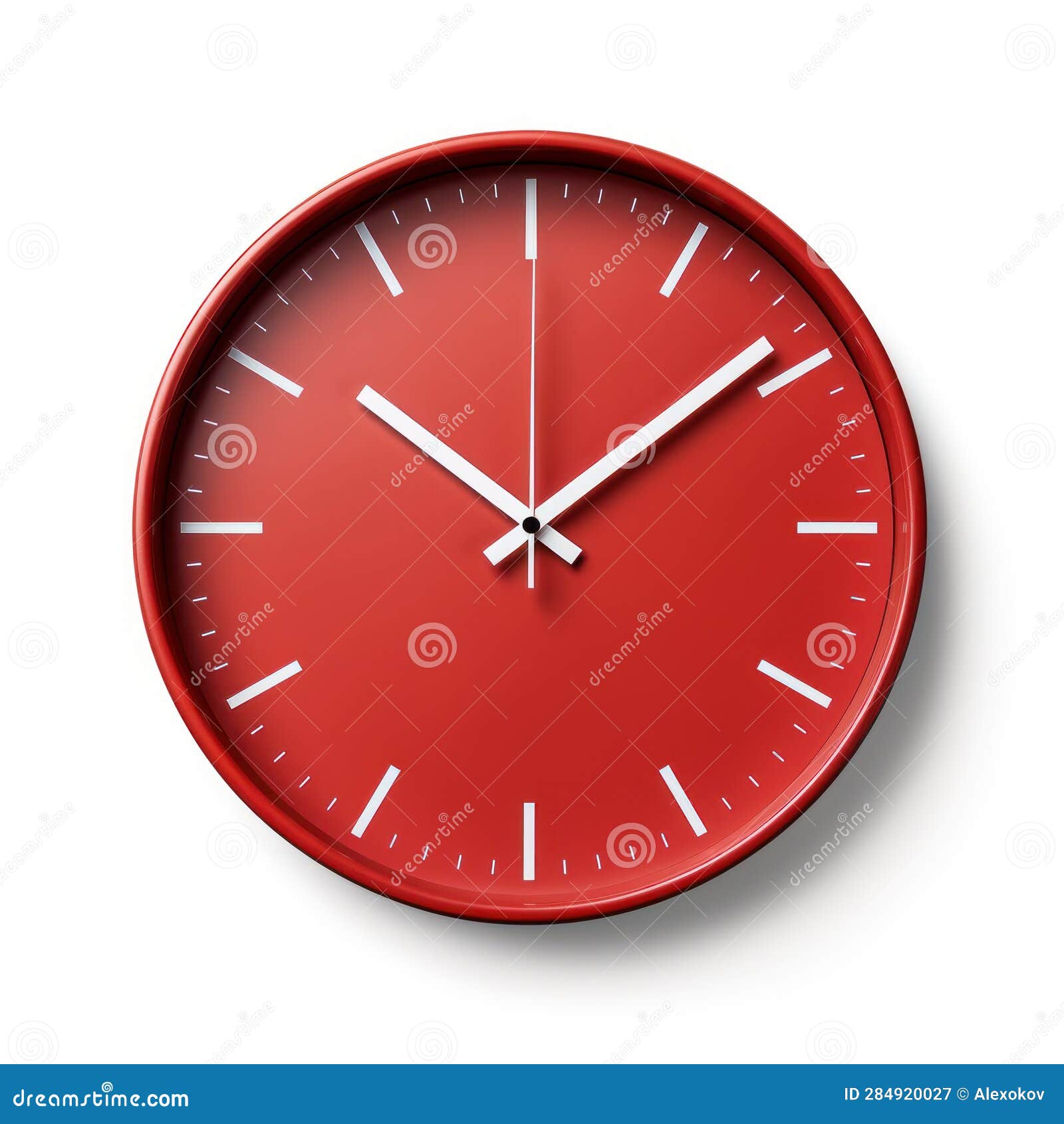 Red Wall Clock on White Background AI Generated Stock Illustration Illustration of design