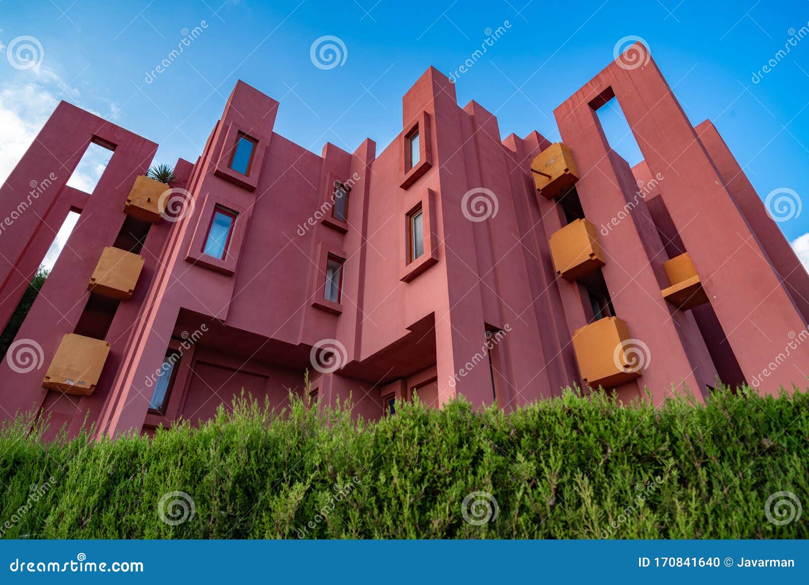 red walls of la muralla roja building in calpe, spain