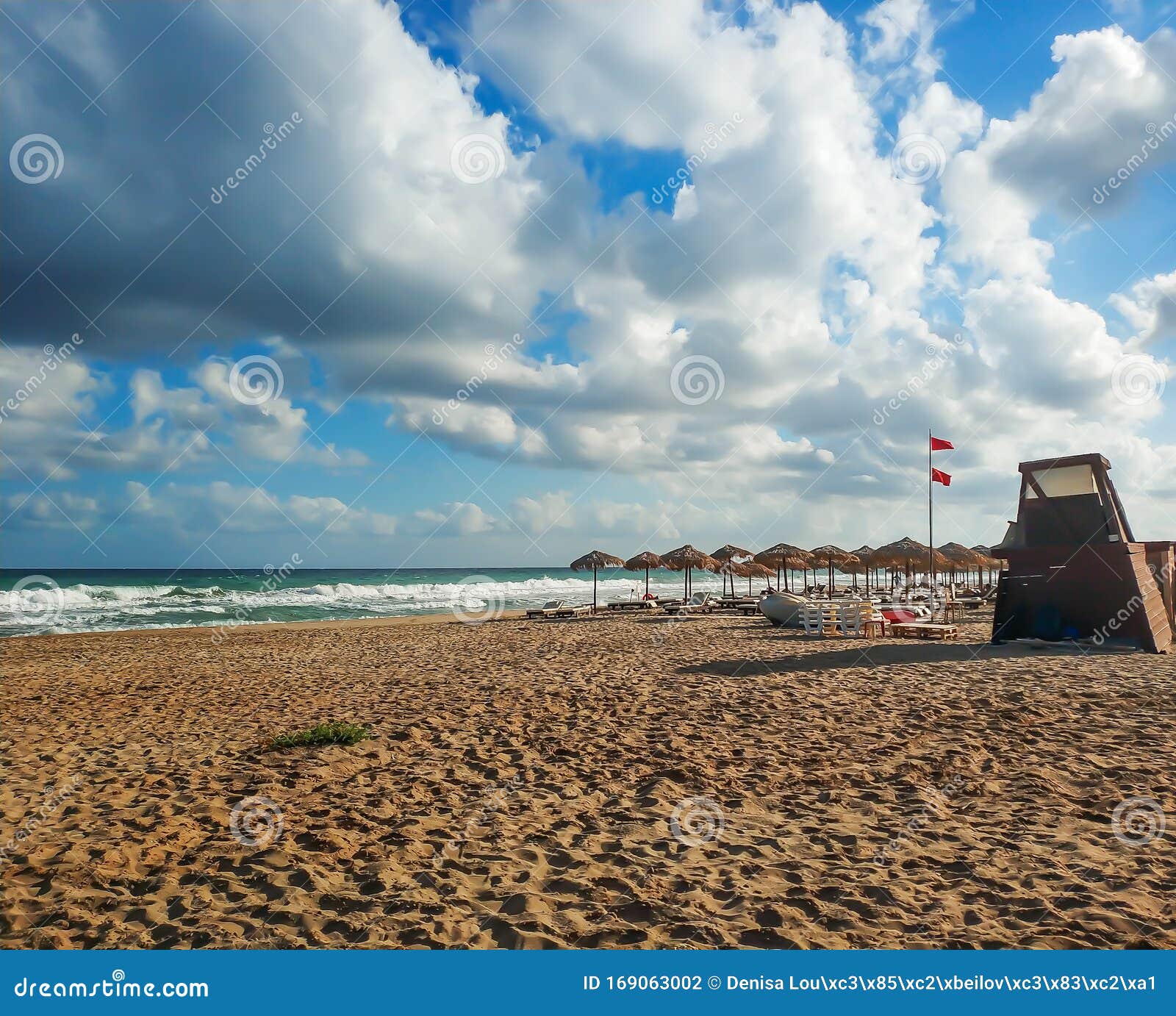 Red Warning Flag at Beach, Analipsi Crete Greece Stock Photo Image of landscape, deep 169063002