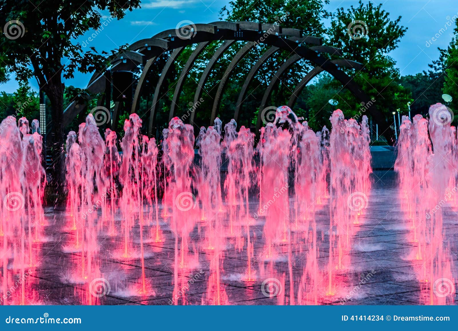 Red water fountain stock photo. Image of spectacle, park 41414234
