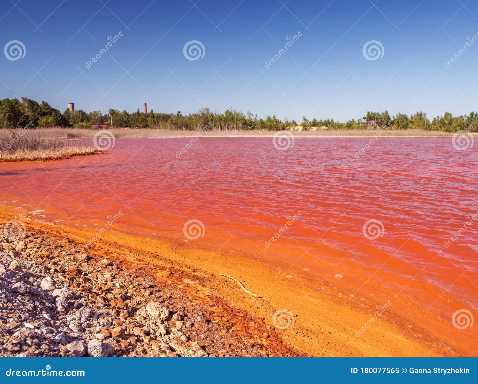 Red Water Lake at the Ore Mining Site. Problems of Environmental