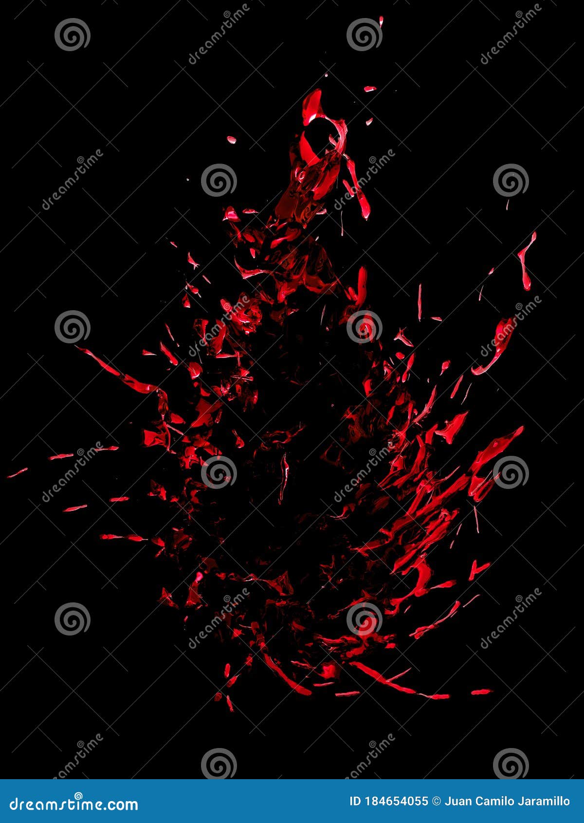 red water splash  on a black background