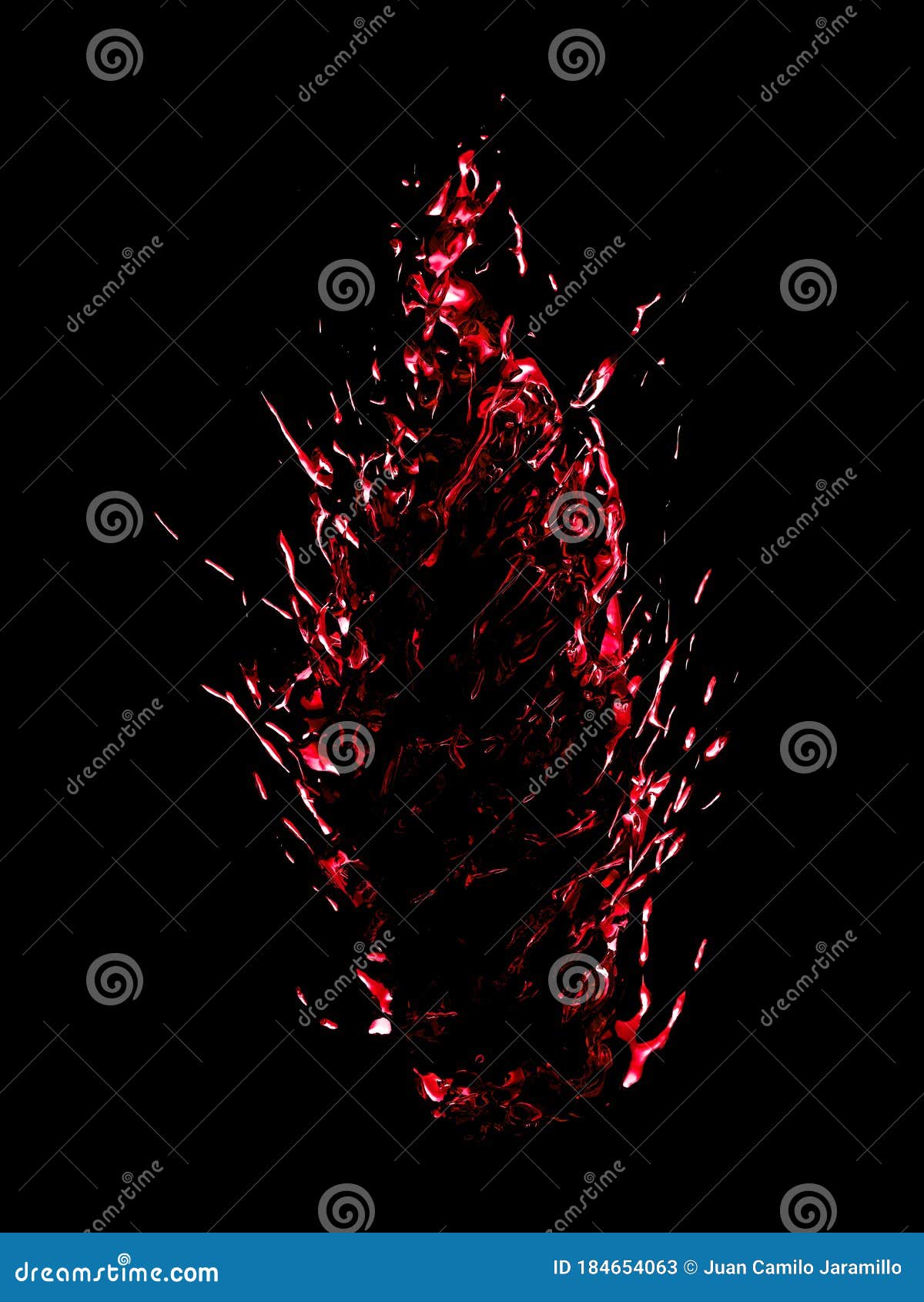 red water splash  on a black background