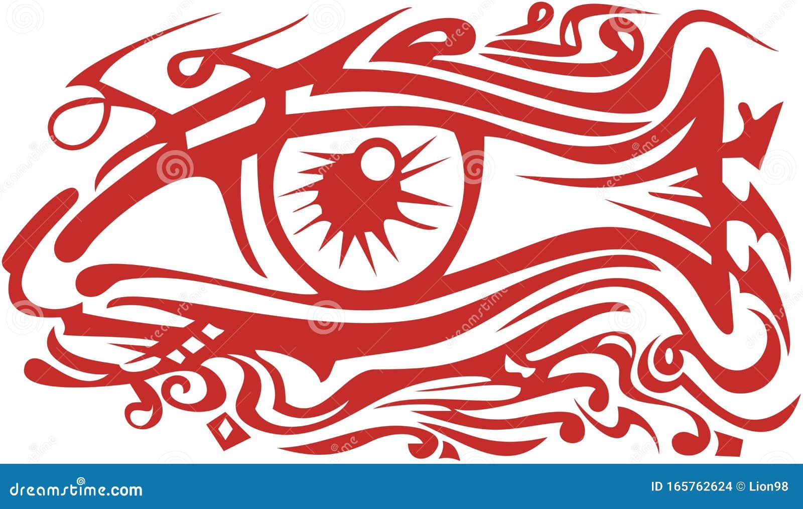 Download Red Wavy Eye Symbol In Fish Form Stock Vector - Illustration of graphic, contour: 165762624