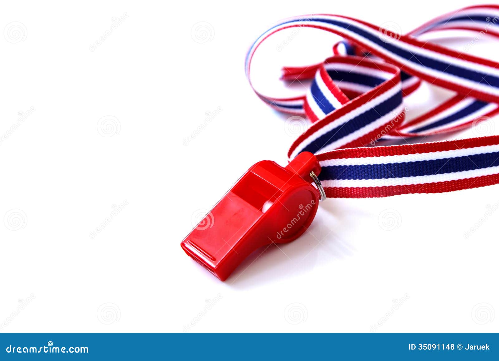 The red whistle isolated on the white background