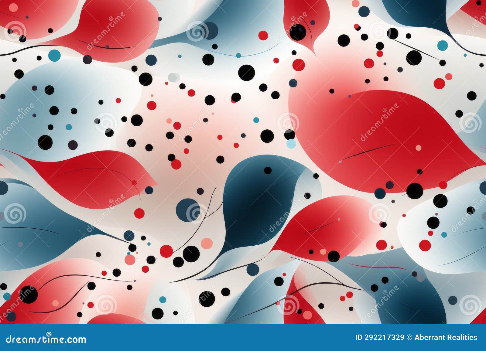 A Red White and Blue Background with Black and White Polka Dots Stock