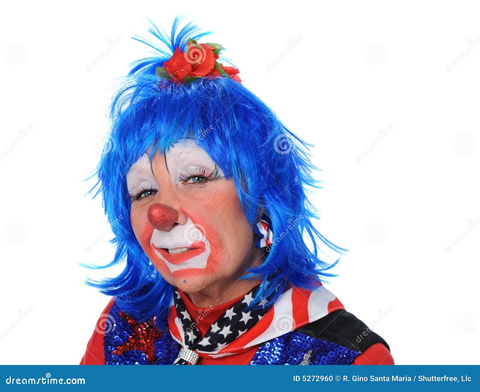 Clown with blue hair and a big smile - wide 8