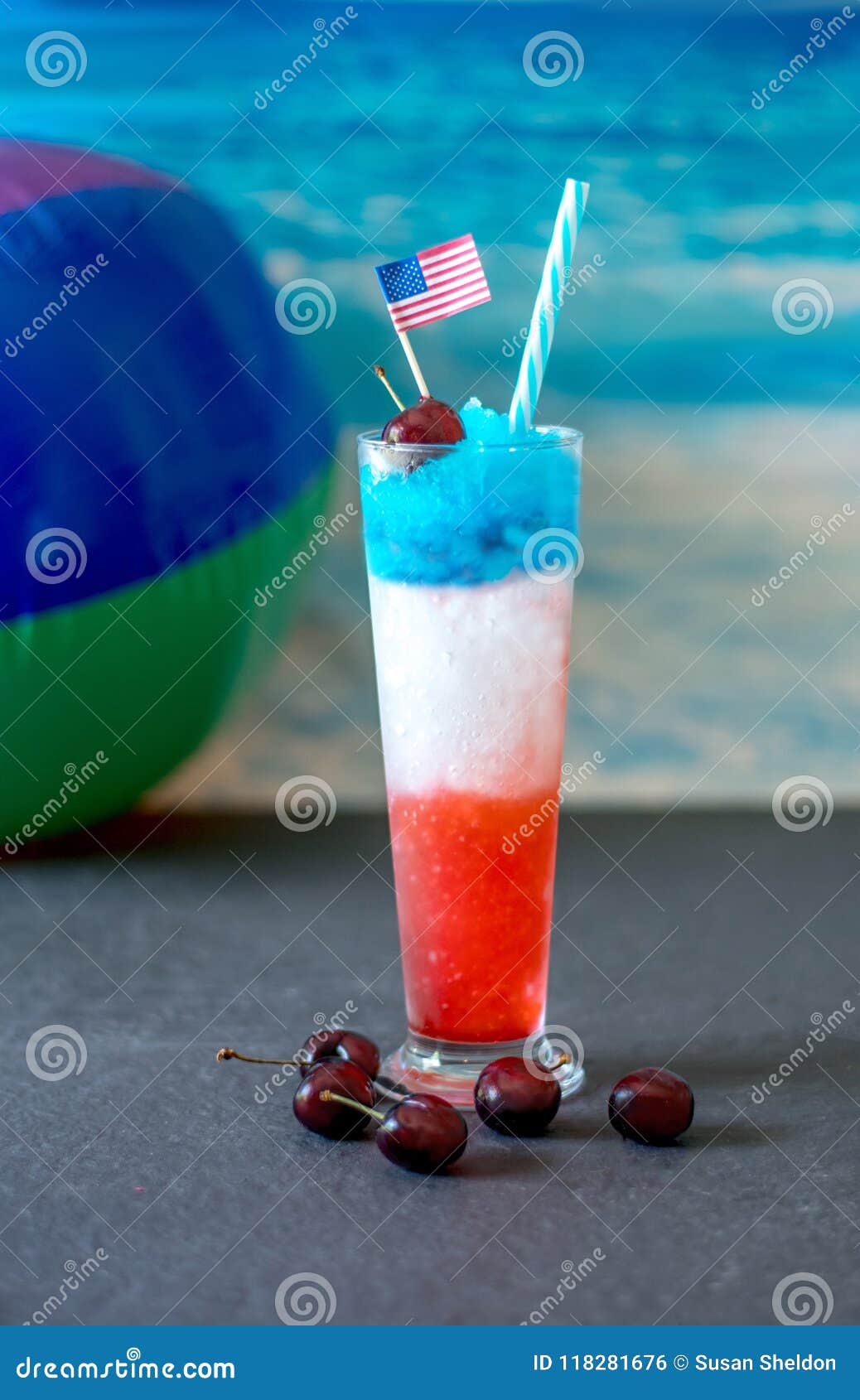 Red White and Blue Vodka Lemonade Slush Stock Photo - Image of cherry ...