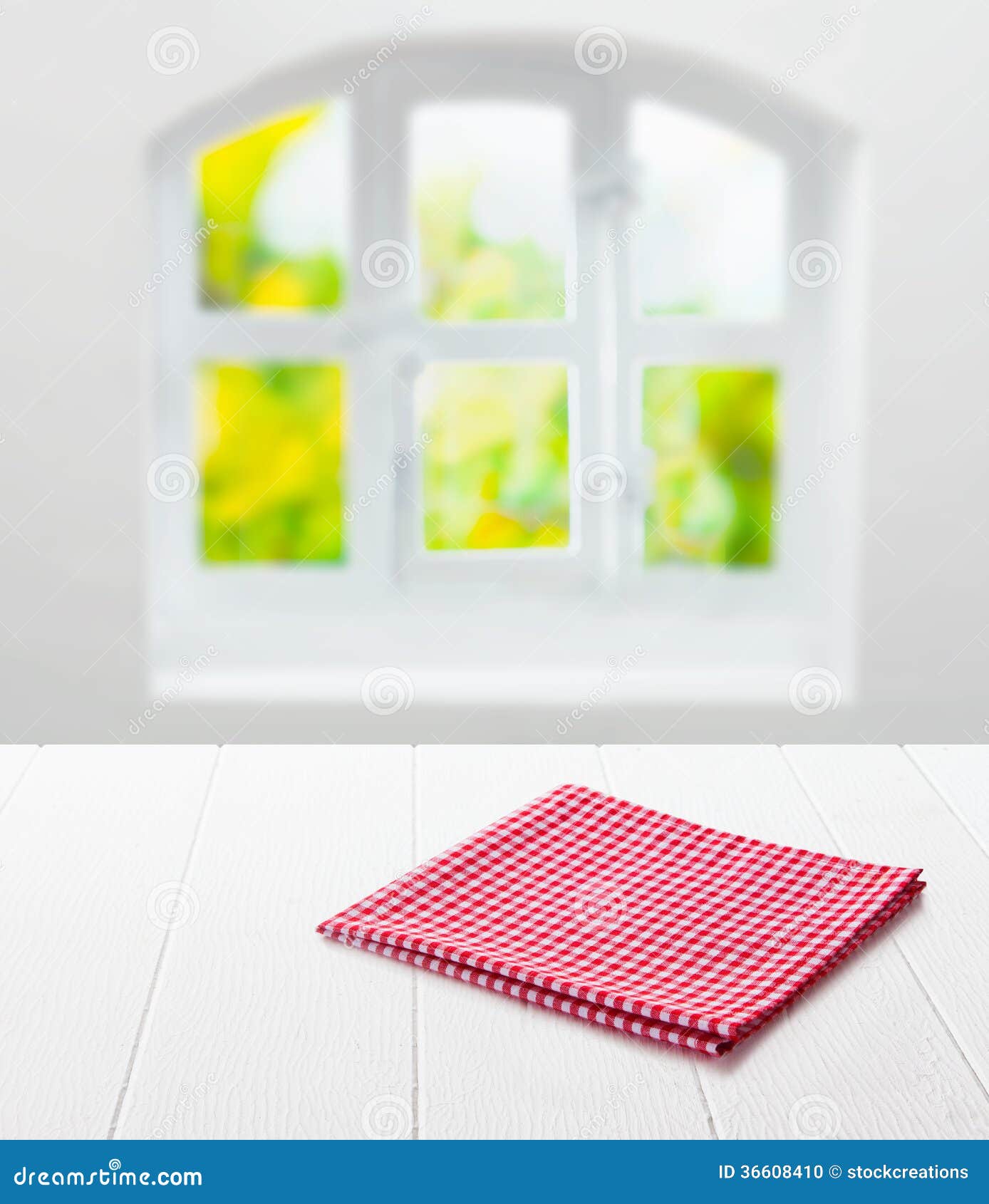 Red And White Checked Cloth In A Country Kitchen Stock Photo