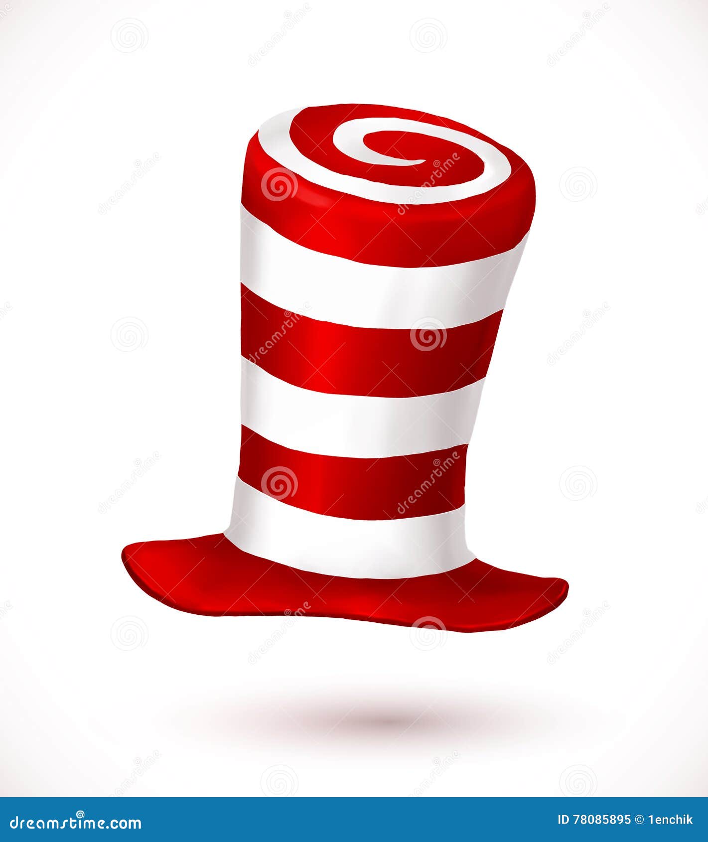 Red and White Colors Stripes Realistic Vector Carnival Hat Stock Vector Illustration of