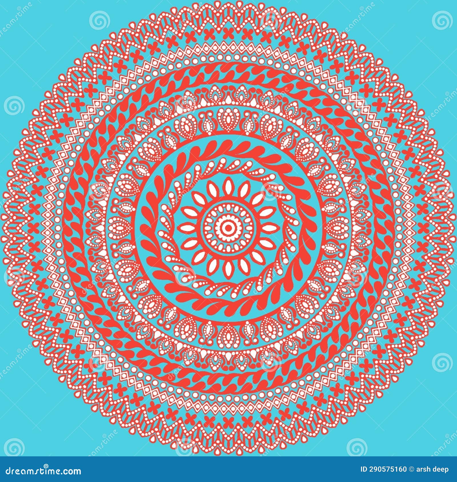 Red and White Detailed Mandala on Sky Blue Background Stock Photo ...