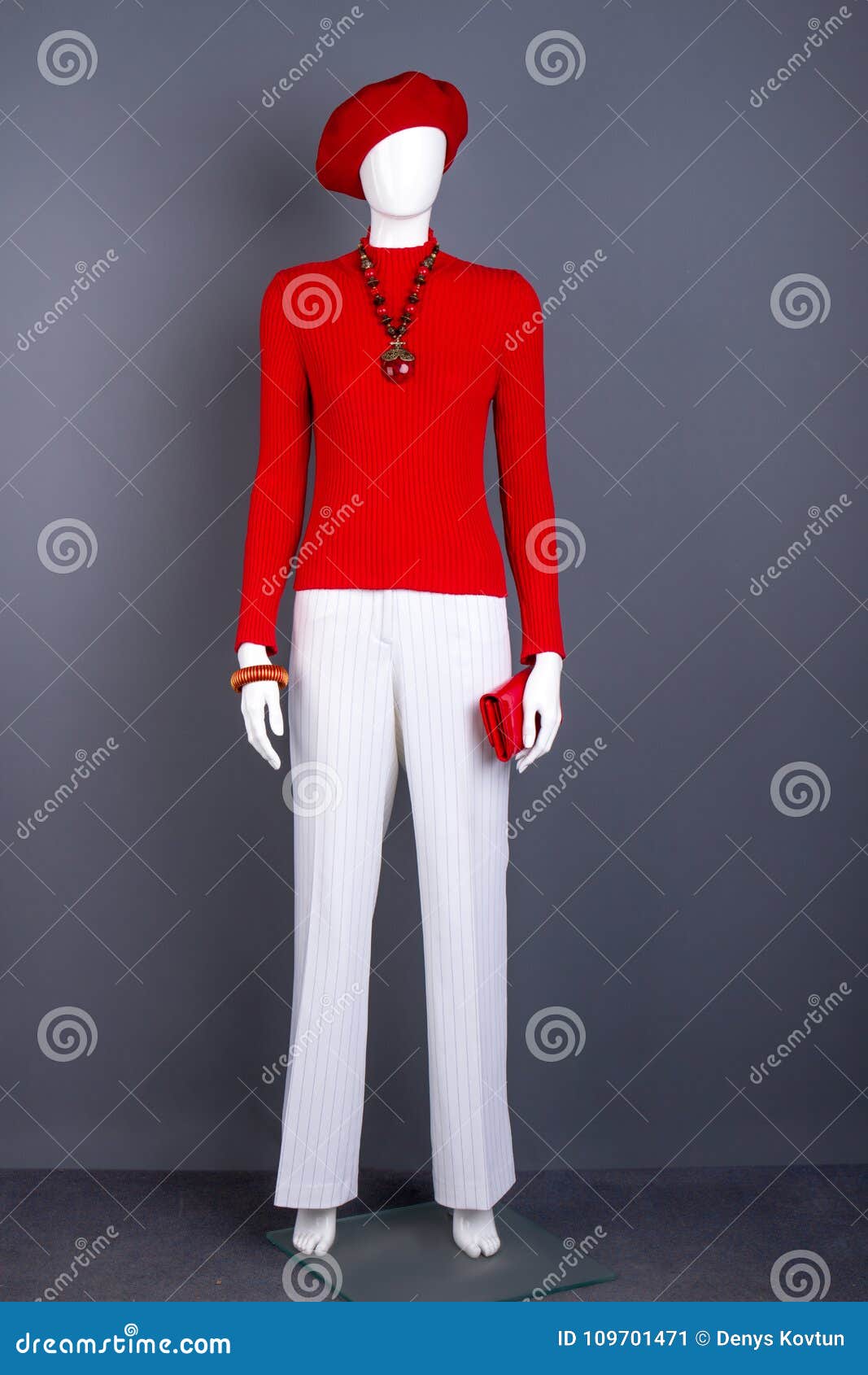 Red and White Female Apparel on Mannequin. Stock Image - Image of ...