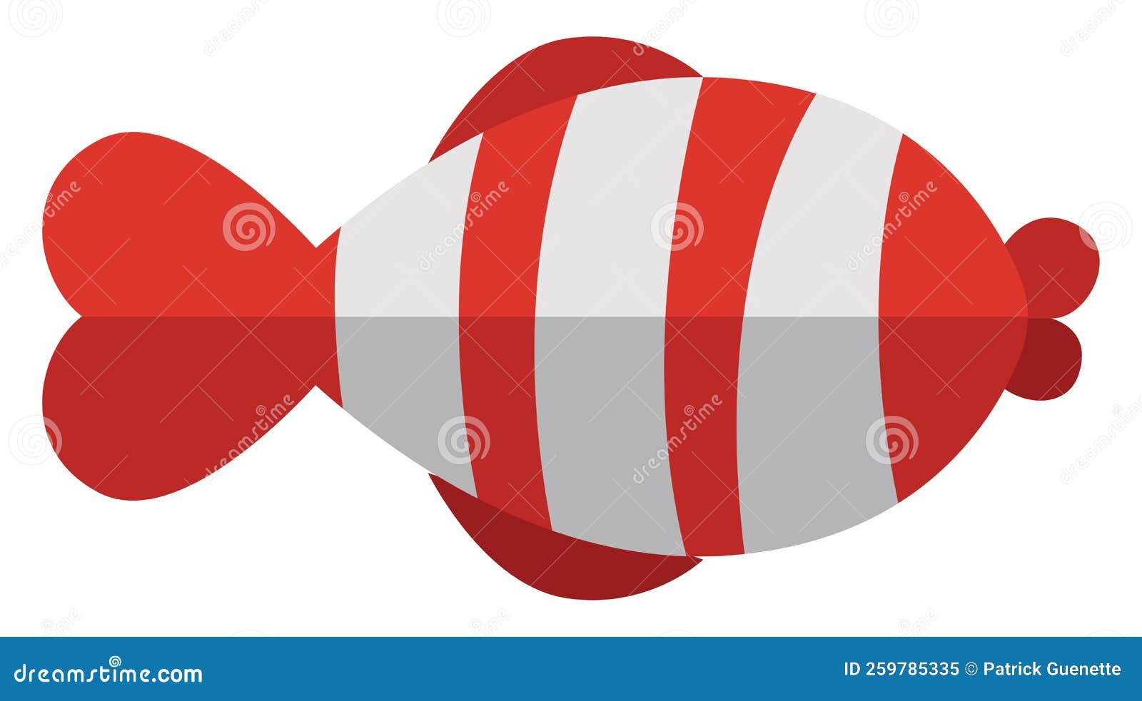 Red and White Fish with Stripes, Icon Stock Vector Illustration of