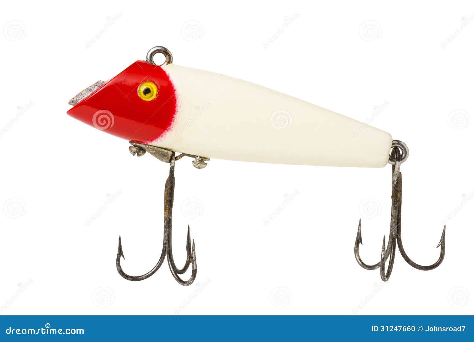 Red & White Fishing Lure Stock Photo - Image of fish, tackle: 31247660