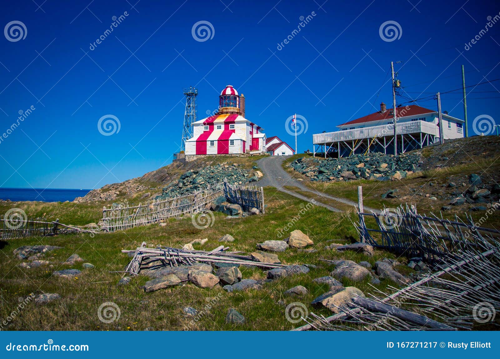 Red and White Lighthouse in Bonavista Newfoundland Stock Image Image
