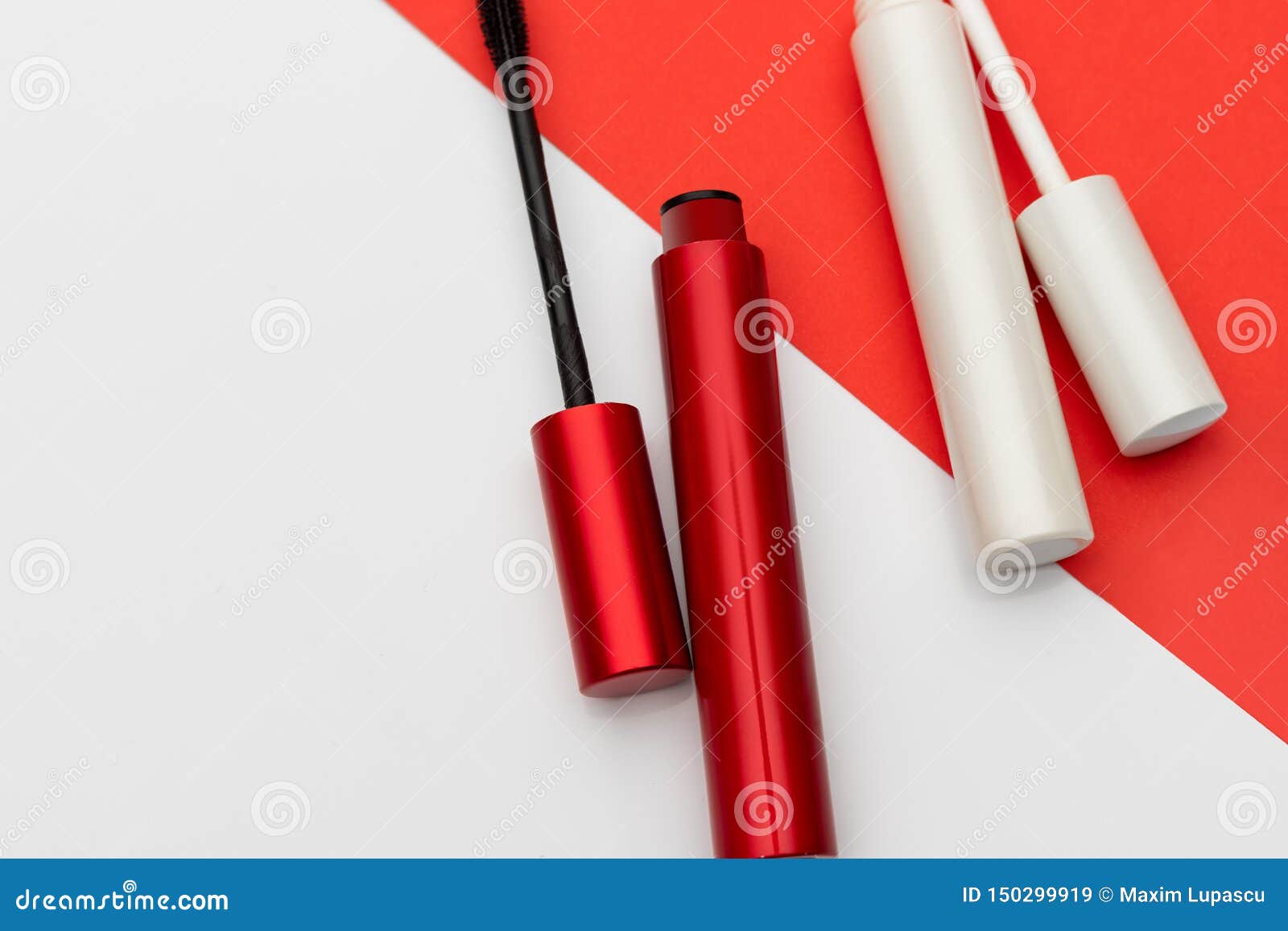 Red and White Mascara Tubes Stock Image Image of vials, fashion