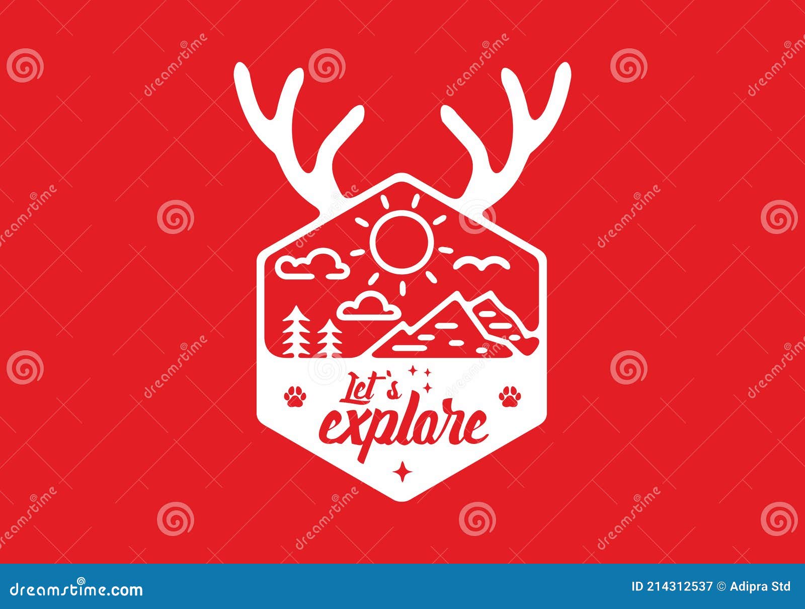 Red and White Nature Explore Badge Stock Vector Illustration of nature, cartoon 214312537
