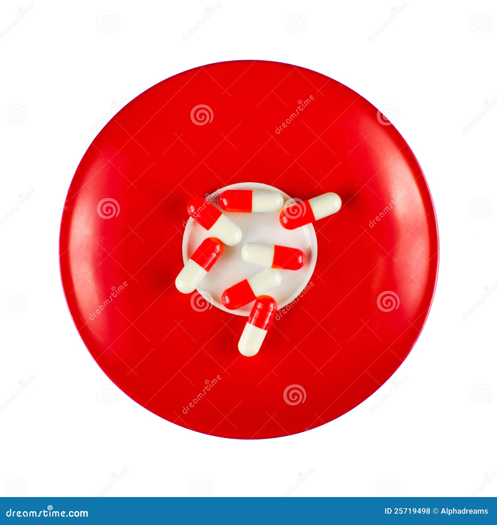 Red-white pills on dish stock photo. Image of white, healthcare - 25719498