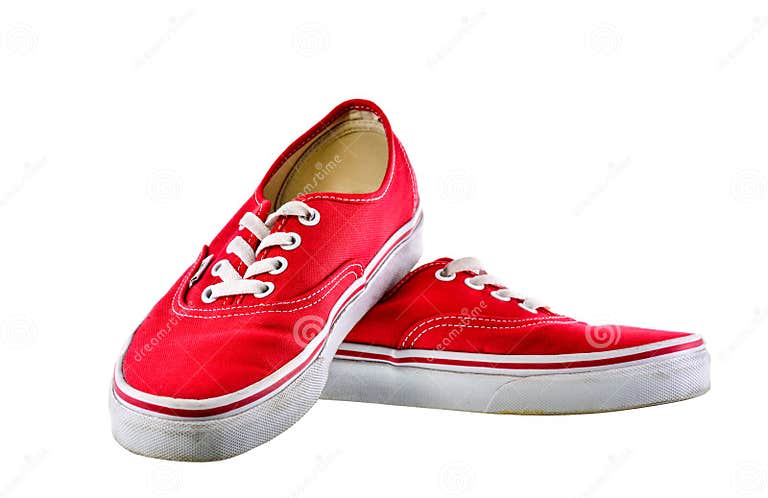 Red and White Sneakers on White Background Stock Photo - Image of ...