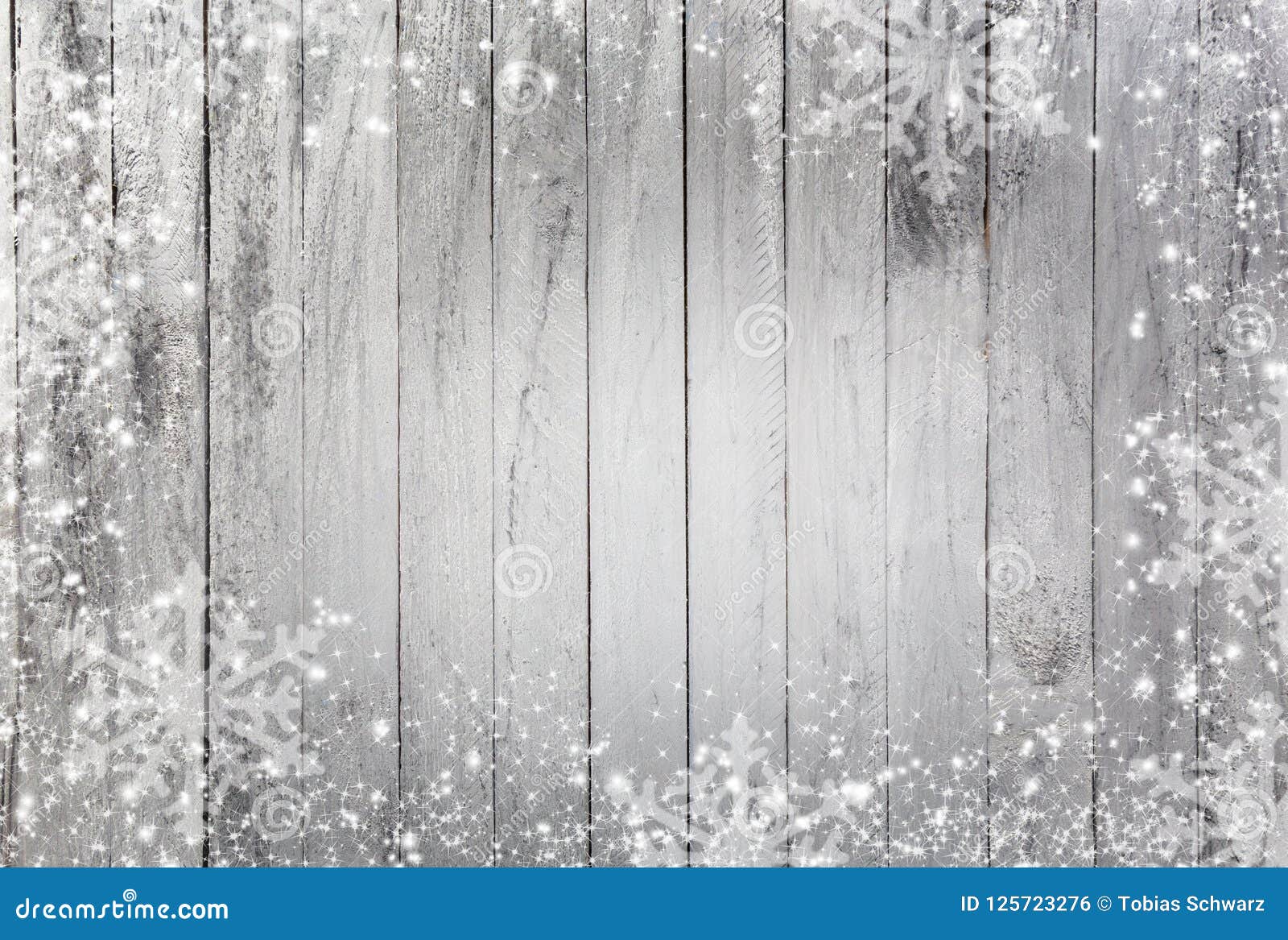 Snowflakes As a Border on a Wood Background Stock Illustration ...