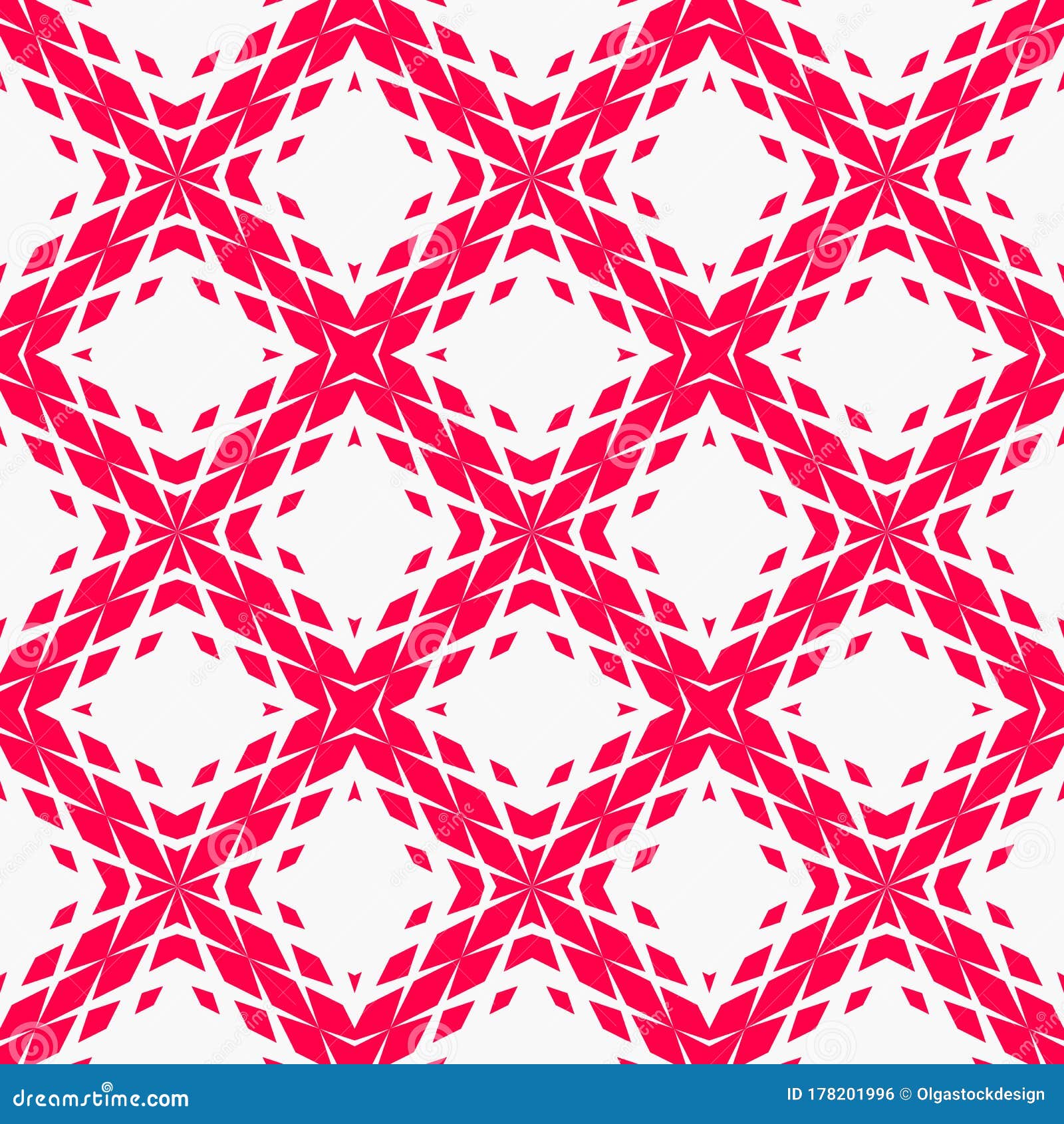 Red and White Vector Geometric Halftone Seamless Pattern with Diamonds